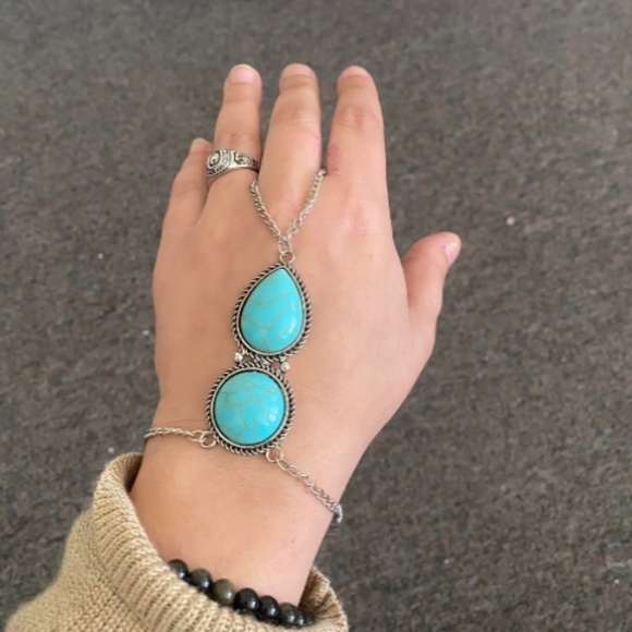 Hindi Style Turquoise Hand Harness Bracelet NEW Handmade - Picture 1 of 2
